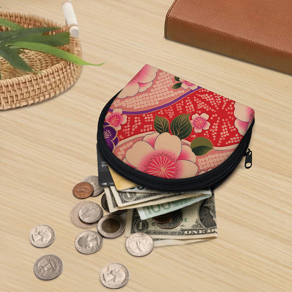 Cherry Blossom Kimono Pattern Print Coin Purse
