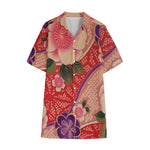 Cherry Blossom Kimono Pattern Print Cotton Hawaiian Shirt