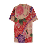 Cherry Blossom Kimono Pattern Print Cotton Hawaiian Shirt