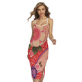 Cherry Blossom Kimono Pattern Print Cross Back Cami Dress