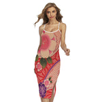 Cherry Blossom Kimono Pattern Print Cross Back Cami Dress