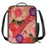 Cherry Blossom Kimono Pattern Print Crossbody Lunch Bag