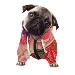 Cherry Blossom Kimono Pattern Print Dog Zip Up Hoodie