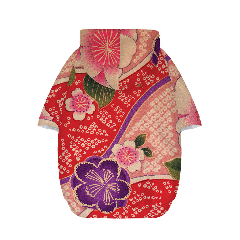 Cherry Blossom Kimono Pattern Print Dog Zip Up Hoodie