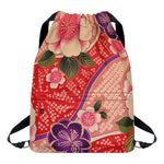Cherry Blossom Kimono Pattern Print Drawstring Backpack