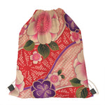 Cherry Blossom Kimono Pattern Print Drawstring Bag