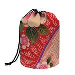 Cherry Blossom Kimono Pattern Print Drawstring Makeup Bag
