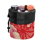Cherry Blossom Kimono Pattern Print Drawstring Makeup Bag