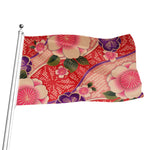 Cherry Blossom Kimono Pattern Print Flag