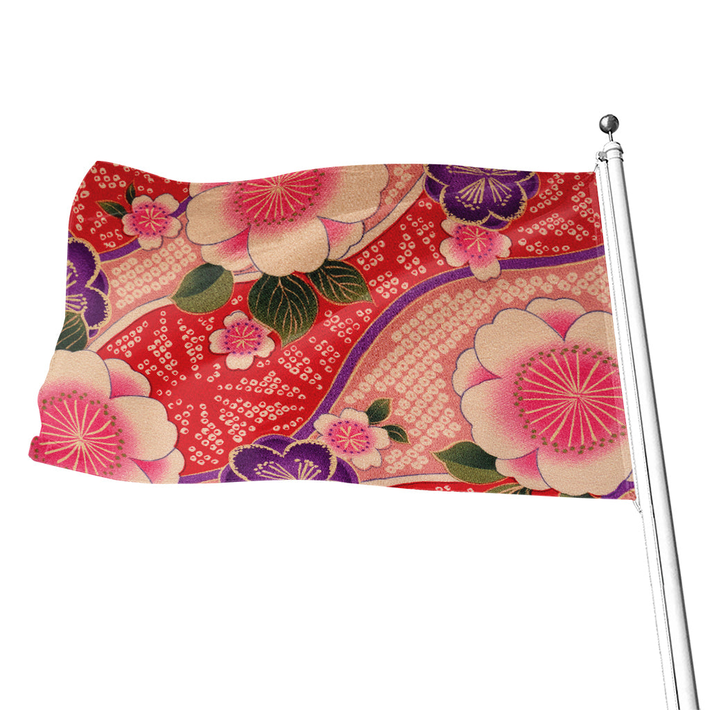 Cherry Blossom Kimono Pattern Print Flag
