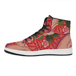Cherry Blossom Kimono Pattern Print High Top Leather Sneakers
