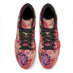Cherry Blossom Kimono Pattern Print High Top Leather Sneakers