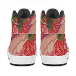 Cherry Blossom Kimono Pattern Print High Top Leather Sneakers