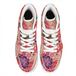 Cherry Blossom Kimono Pattern Print High Top Leather Sneakers