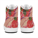 Cherry Blossom Kimono Pattern Print High Top Leather Sneakers