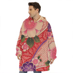 Cherry Blossom Kimono Pattern Print Hoodie Blanket