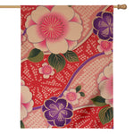 Cherry Blossom Kimono Pattern Print House Flag