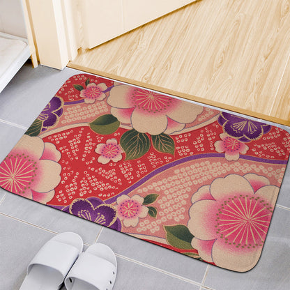 Cherry Blossom Kimono Pattern Print Indoor Door Mat
