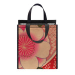 Cherry Blossom Kimono Pattern Print Insulated Lunch Tote