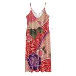 Cherry Blossom Kimono Pattern Print Jersey Midi Cami Dress
