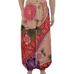 Cherry Blossom Kimono Pattern Print Lantern Pants