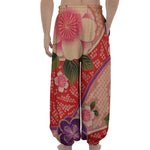 Cherry Blossom Kimono Pattern Print Lantern Pants