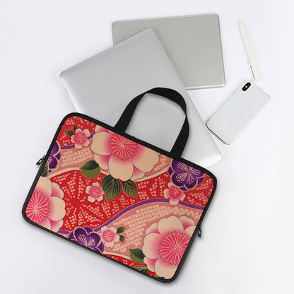 Cherry Blossom Kimono Pattern Print Laptop Sleeve With Handle