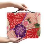 Cherry Blossom Kimono Pattern Print Leather Bible Cover