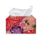 Cherry Blossom Kimono Pattern Print Leather Tissue Box Cover