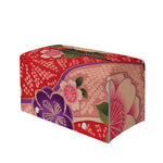 Cherry Blossom Kimono Pattern Print Leather Tissue Box Cover
