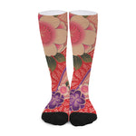 Cherry Blossom Kimono Pattern Print Long Socks