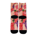 Cherry Blossom Kimono Pattern Print Long Socks