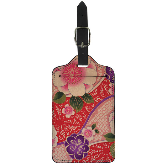 Cherry Blossom Kimono Pattern Print Luggage Tag