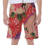 Cherry Blossom Kimono Pattern Print Men's Beach Shorts