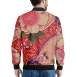 Cherry Blossom Kimono Pattern Print Men's Bomber Jacket