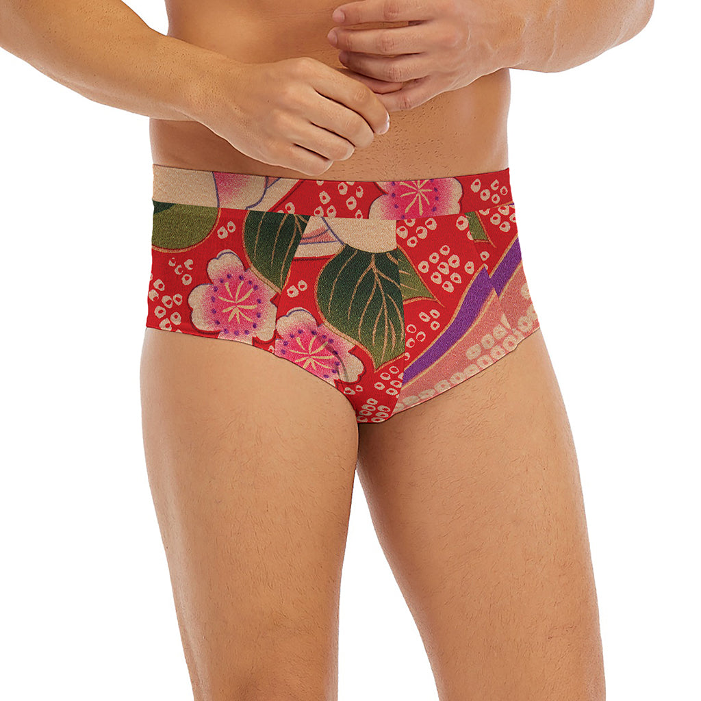 Cherry Blossom Kimono Pattern Print Men's Briefs