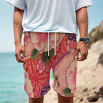 Cherry Blossom Kimono Pattern Print Men's Cargo Shorts