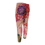 Cherry Blossom Kimono Pattern Print Men's Compression Pants