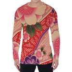 Cherry Blossom Kimono Pattern Print Men's Long Sleeve T-Shirt