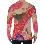 Cherry Blossom Kimono Pattern Print Men's Long Sleeve T-Shirt