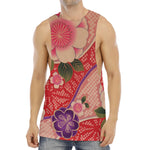 Cherry Blossom Kimono Pattern Print Men's Muscle Tank Top