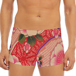 Cherry Blossom Kimono Pattern Print Men's Short Boxer Briefs