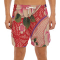 Cherry Blossom Kimono Pattern Print Men's Split Running Shorts