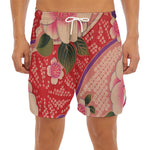 Cherry Blossom Kimono Pattern Print Men's Split Running Shorts