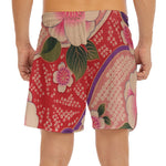 Cherry Blossom Kimono Pattern Print Men's Split Running Shorts