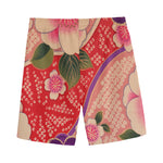 Cherry Blossom Kimono Pattern Print Men's Sports Shorts