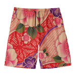 Cherry Blossom Kimono Pattern Print Men's Swim Trunks