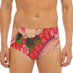 Cherry Blossom Kimono Pattern Print Men's Triangle Swim Briefs