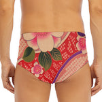Cherry Blossom Kimono Pattern Print Men's Triangle Swim Briefs