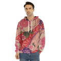 Cherry Blossom Kimono Pattern Print Men's Velvet Pullover Hoodie